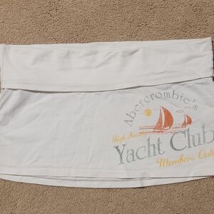Vintage Y2K Abercrombie Off-White Mini Skirt/Folded Waist With Logo/Medium
